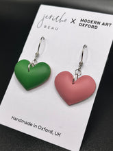 Load image into Gallery viewer, Jericho Beau x Modern Art Oxford Pink & Green Heart Earrings