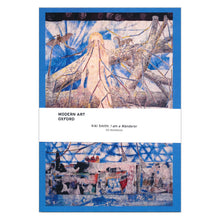 Load image into Gallery viewer, The front of the notebook, showing the packaging which features a white strip of cardboard across the front reading "Kiki Smith: I am a Wanderer".
